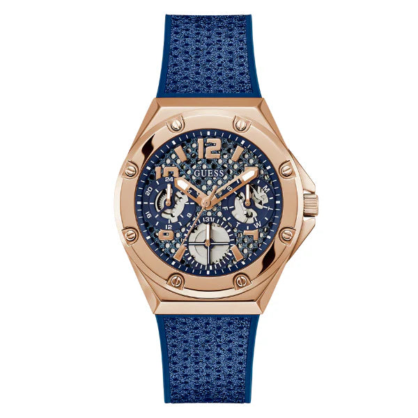 Guess Asteria Multifunction Blue Dial Blue Rubber Strap Watch For Women - GW0620L3
