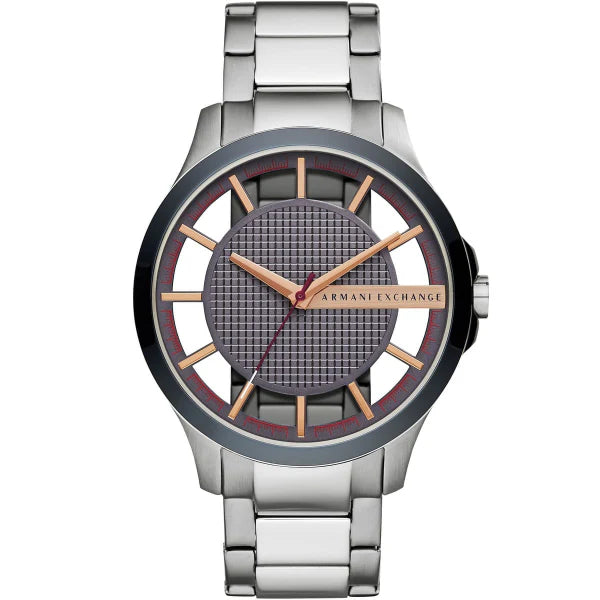 Armani Exchange Hampton Chronograph Grey Dial Silver Steel Strap Watch For Men - AX2405
