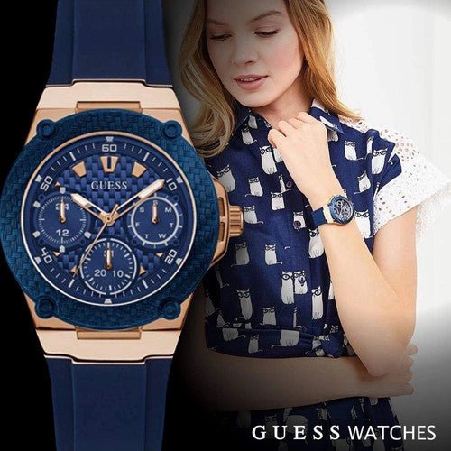 Guess Zena Blue Dial Blue Silicone Strap Watch For Women - W1049L2