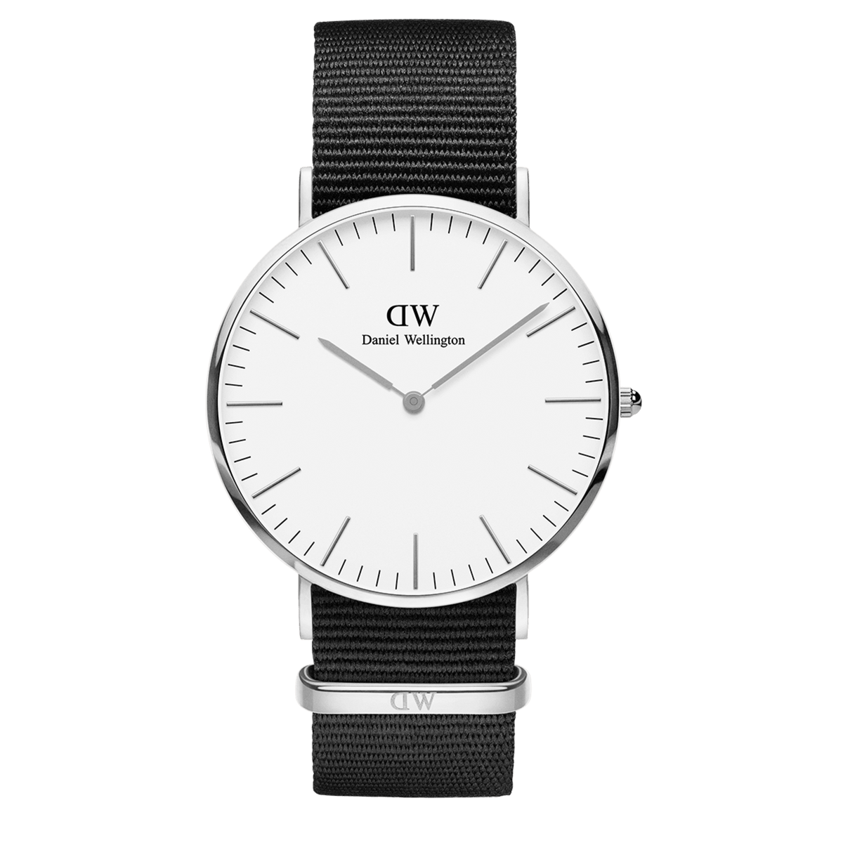 Daniel Wellington Classic Cornwall White Dial Black Nylon Strap Watch For Men - DW00100260