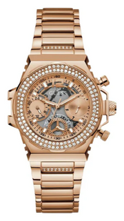 Guess Fusion Chronograph Rose Gold Dial Rose Gold Steel Strap Watch for Women - GW0552L3