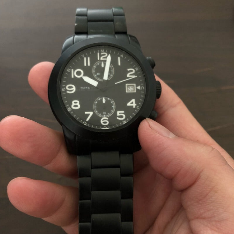 Marc Jacobs Larry Chronograph Black Dial Black Steel Strap Watch for Men - MBM5032