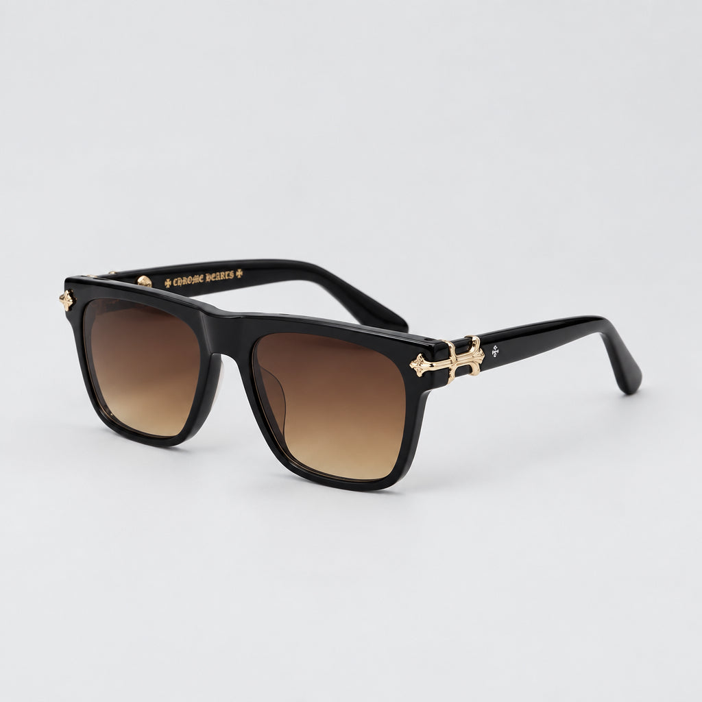 Chrome Hearts Unisex SLIDN Gold Hardware Black Glasses