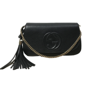Gucci Pebbled Calfskin Soho Flap Bag – Black