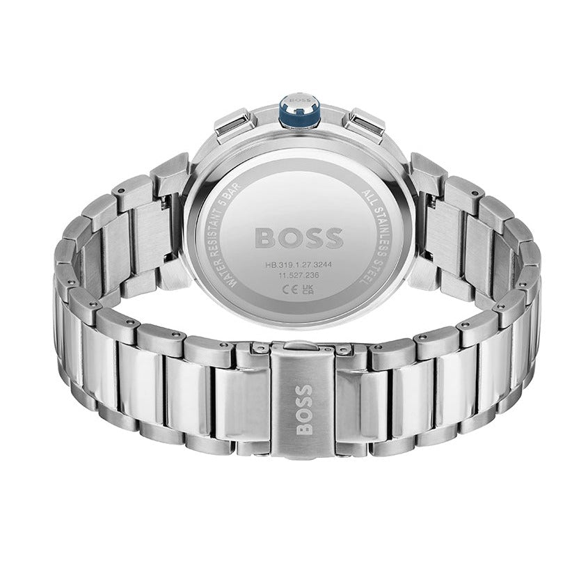 Hugo Boss One Chronograph Blue Dial Silver Steel Strap Watch For Men - 1513999