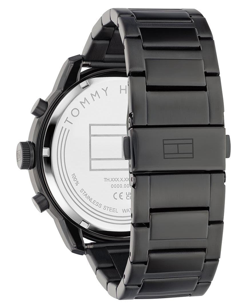 Tommy Hilfiger Blaze Chronograph Black Dial Black Steel Strap Watch For Men - 1792030