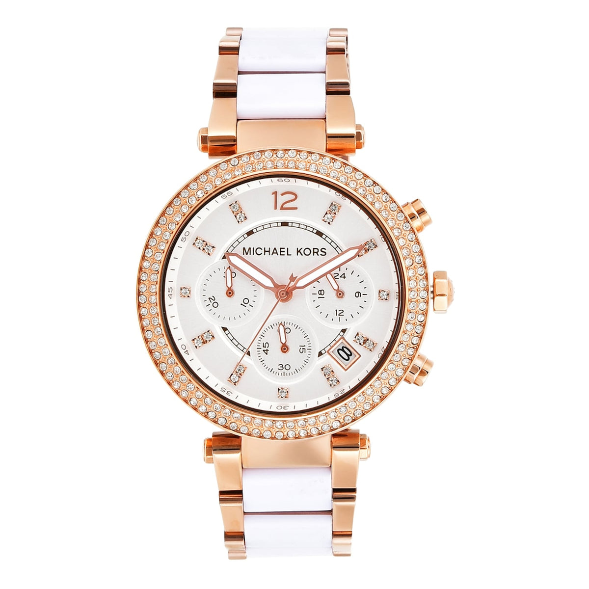 Michael Kors Parker White Dial Two Tone Steel Strap Watch for Women - MK5774