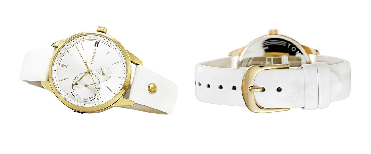 Tommy Hilfiger Brooklyn Quartz White Dial White Leather Strap Watch for Women - 1782018