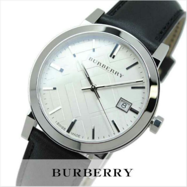 Burberry The City White Dial Black Leather Strap Watch for Men - BU9008