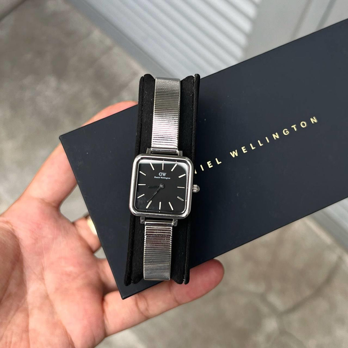 Daniel Wellington Quadro Studio Black Dial Silver Stailess Steel Watch For Women - DW00100522