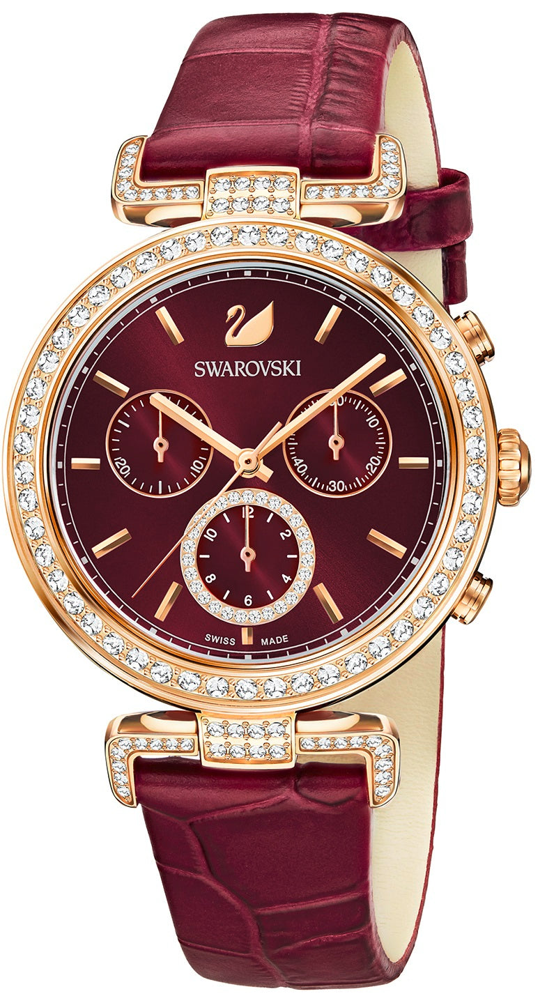 Swarovski Era Journey Red Dial Red Leather Strap Watch for Women - 5416701