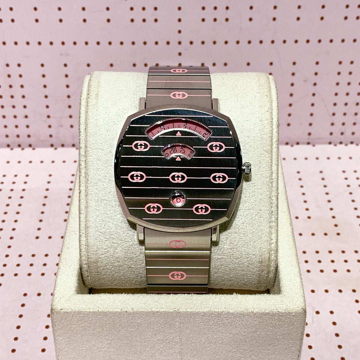 Gucci Grip Quartz Silver Dial Silver Steel Strap Watch For Women - YA157438