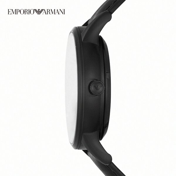 Emporio Armani Meccanico Automatic Skeleton Black Dial Black Leather Strap Watch For Men - AR60042