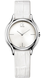 Calvin Klein Skirt White Dial White Leather Strap Watch for Women - K2U231K6