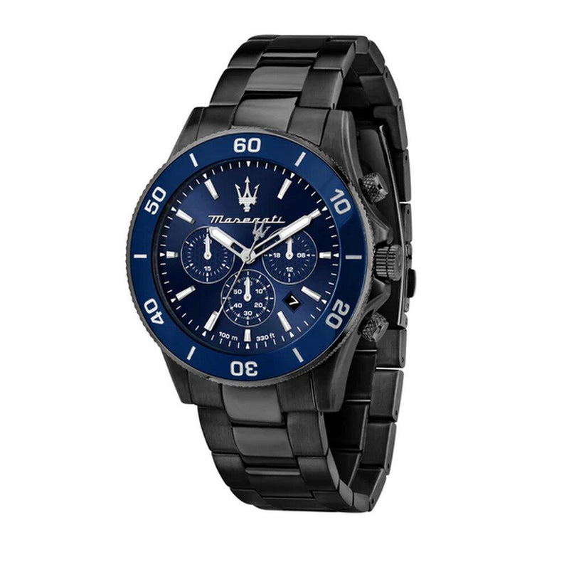 Maserati Competizione Chronograph Blue Dial Black Steel Strap Watch For Men - R8873600005
