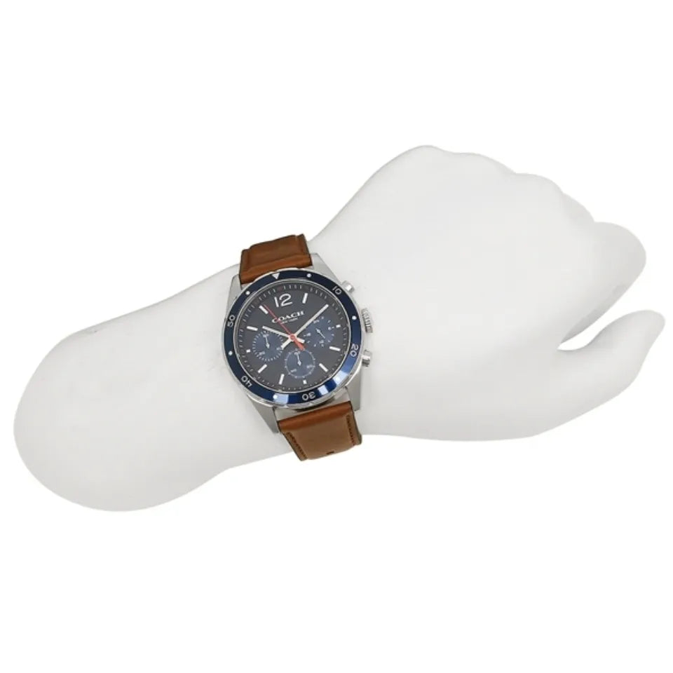 Coach Sullivan Sport Blue Dial Brown Leather Strap Watch for Men - 14606038