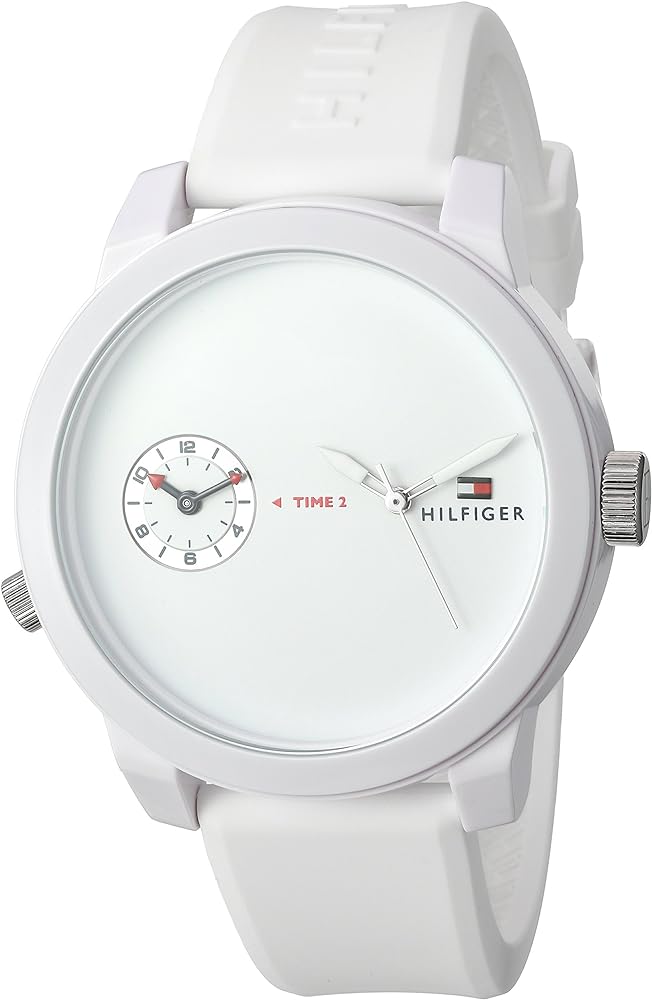 Tommy Hilfiger Denim White Dial White Rubber Strap Watch for Men - 1791324