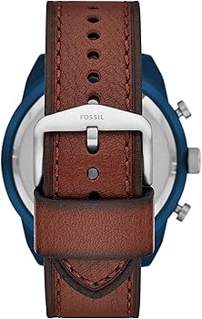 Fossil Bronson Chronograph Luggage Blue Dial Brown Leather Strap Watch for Men - FS5829