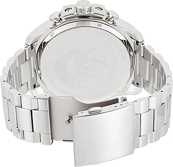 Diesel Mega Chief Chronograph White Dial Silver Steel Strap Watch For Men - DZ4477