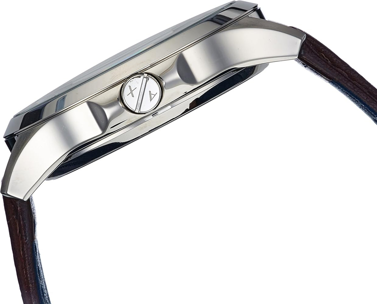 Armani Exchange Hampton Chronograph White Dial Brown Leather Strap Watch For Men - AX2187