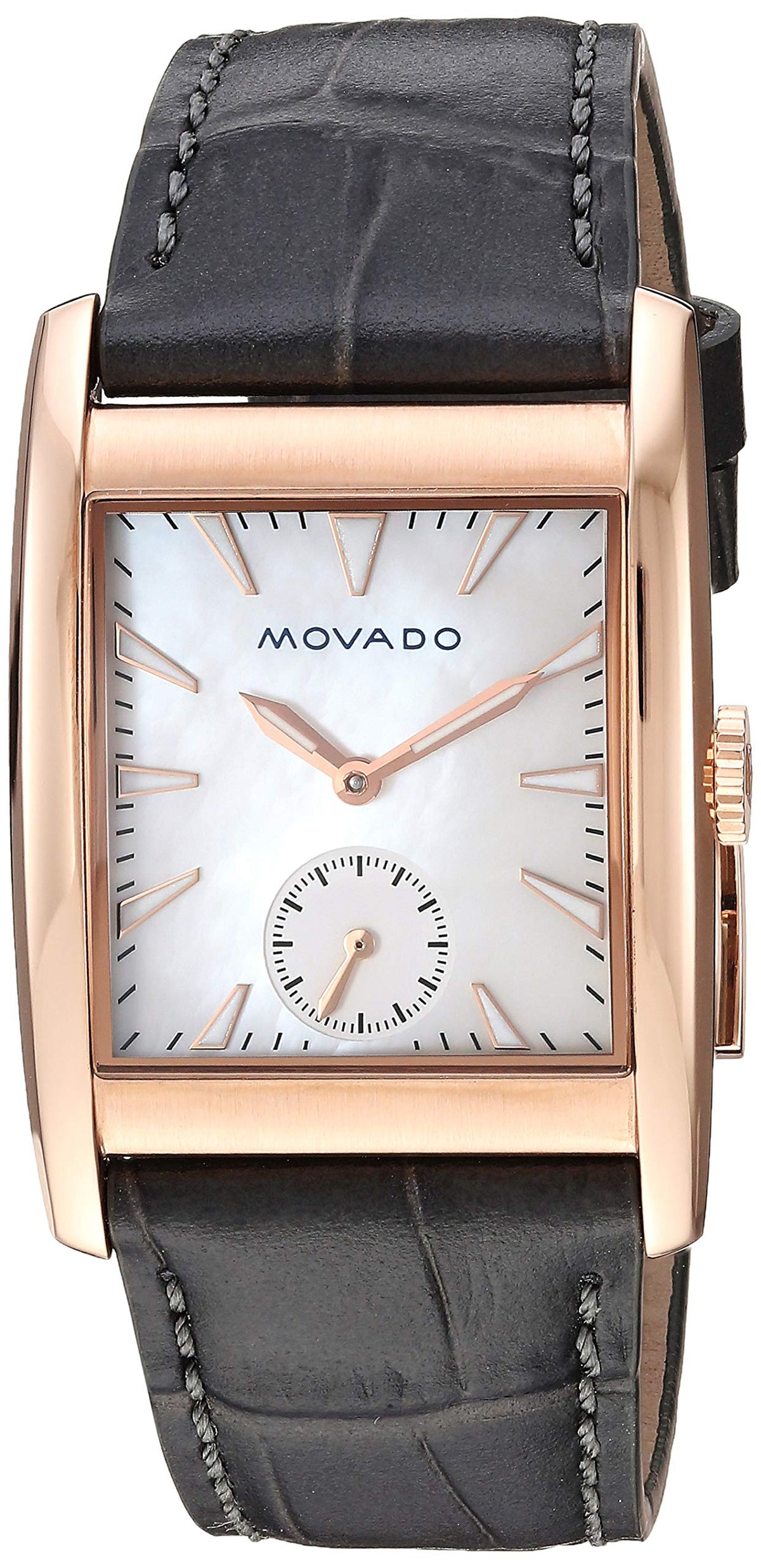 Movado Heritage Mother of Pearl White Dial Grey Leather Strap Watch For Women - 3650051