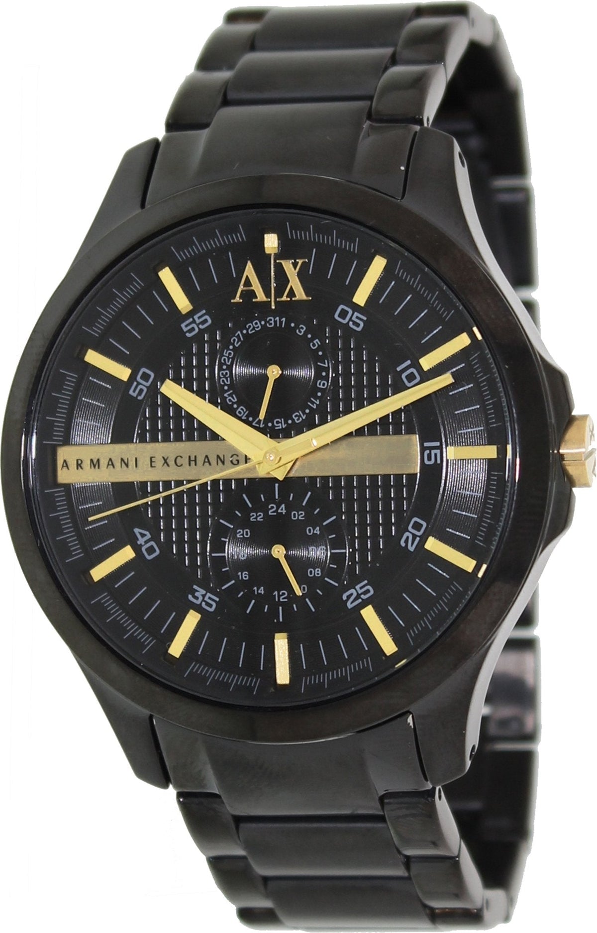 Armani Exchange Hampton Chronograph Black Dial Black Steel Strap Watch For Men - AX2121