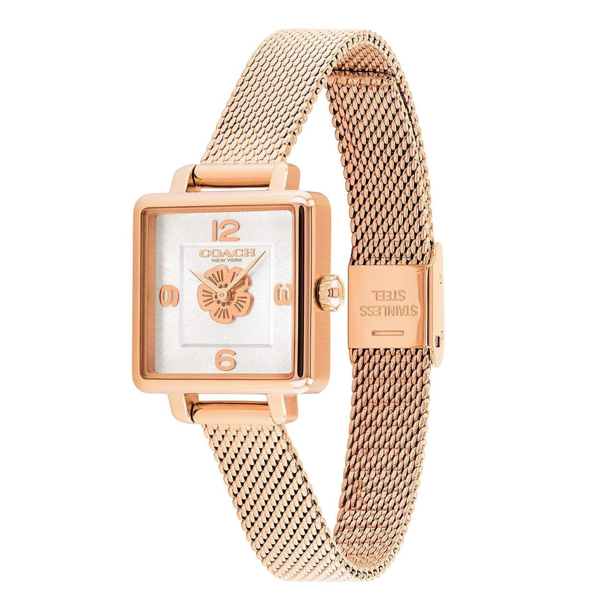 Coach Cass White Dial Rose Gold Mesh Bracelet Watch for Women - 14503698