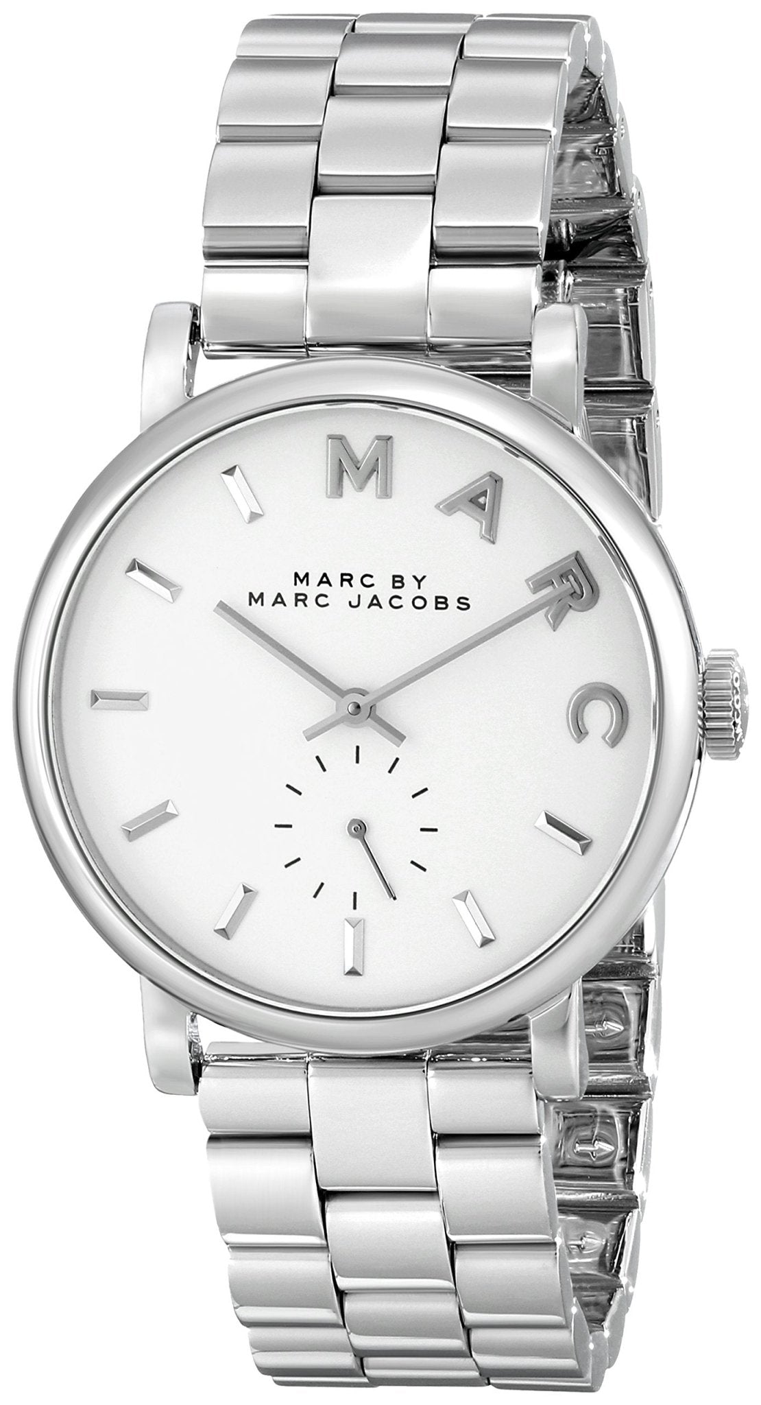 Marc Jacobs Baker White Dial Silver Steel Strap Watch for Women - MBM3242