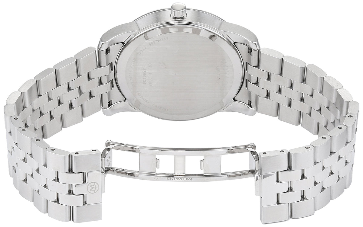 Movado Museum Diamonds Black Dial Silver Steel Strap Watch For Men - 606878