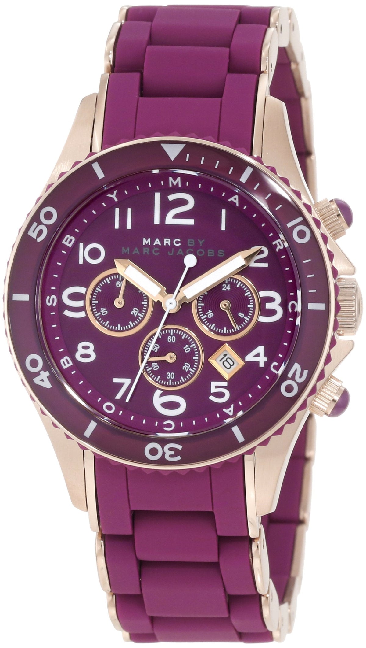 Marc Jacobs Rock Chronograph Purple Dial Purple Silicone Strap Watch for Women - MBM2576