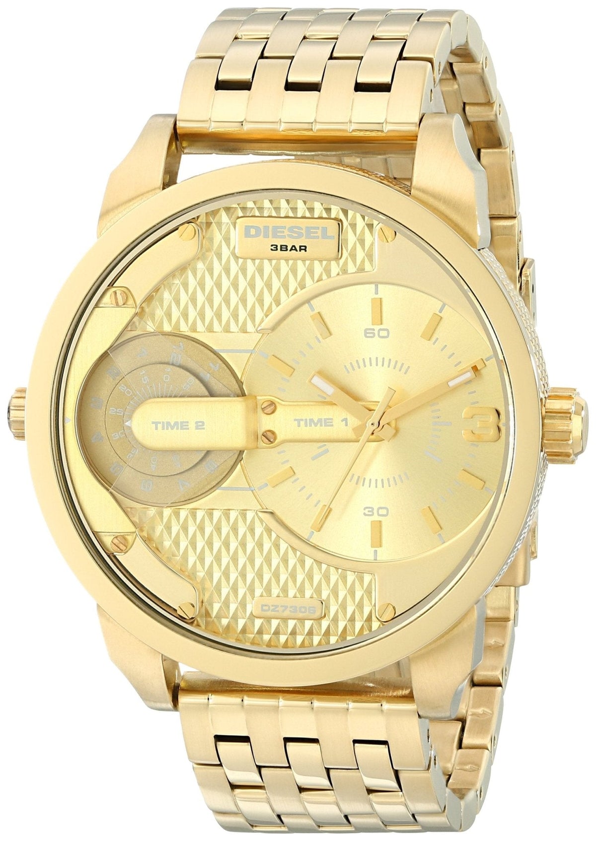 Diesel Mini Daddy Gold Dial Gold Steel Strap Watch For Men - DZ7306