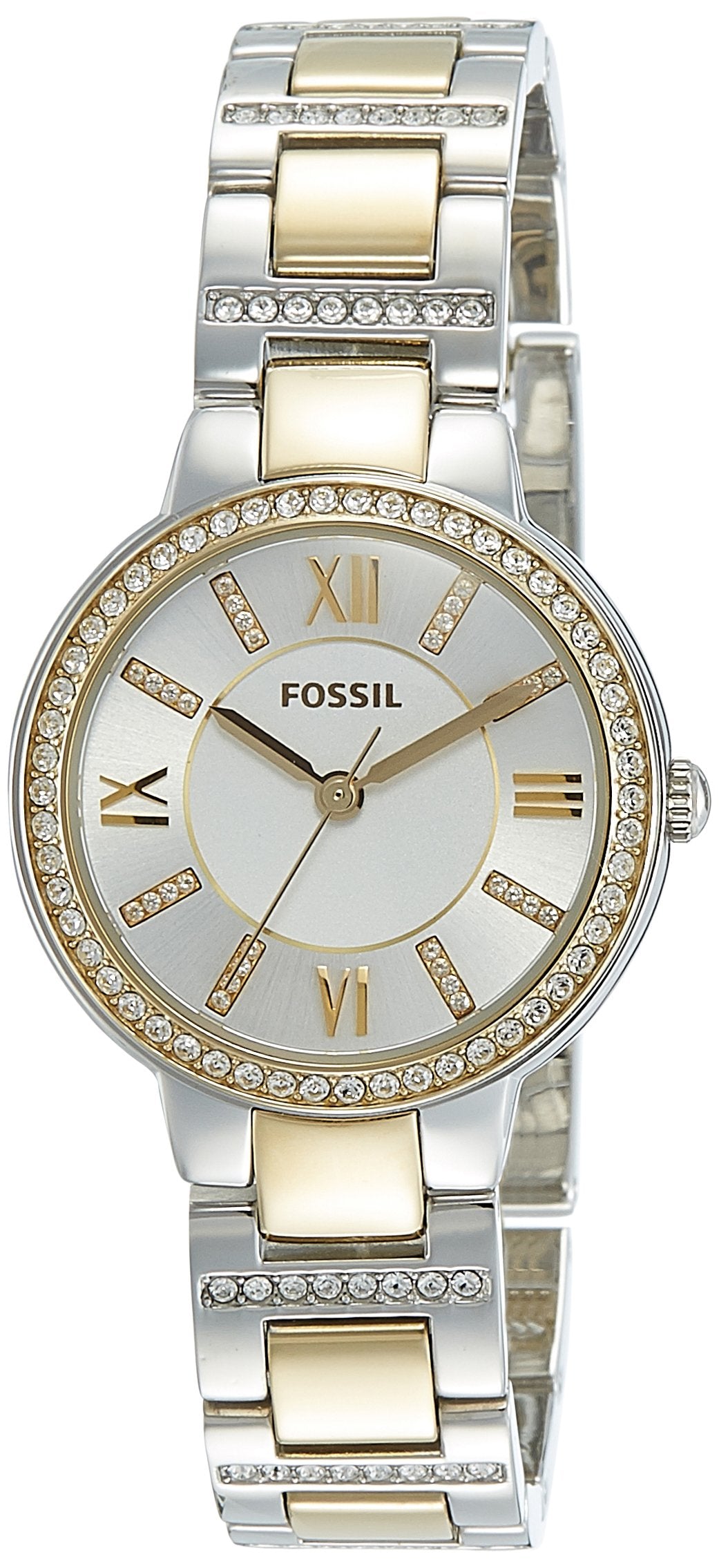 Fossil Virginia Silver Dial Two Tone Steel Strap Watch for Women - ES3503