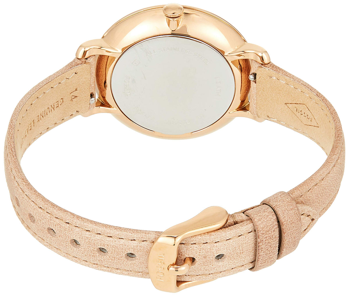 Fossil Jacqueline White Dial Brown Leather Strap Watch for Women - ES3487