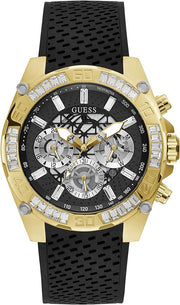 Guess Trophy Multifunction Black Dial Black Rubber Strap Watch for Men - GW0333G2
