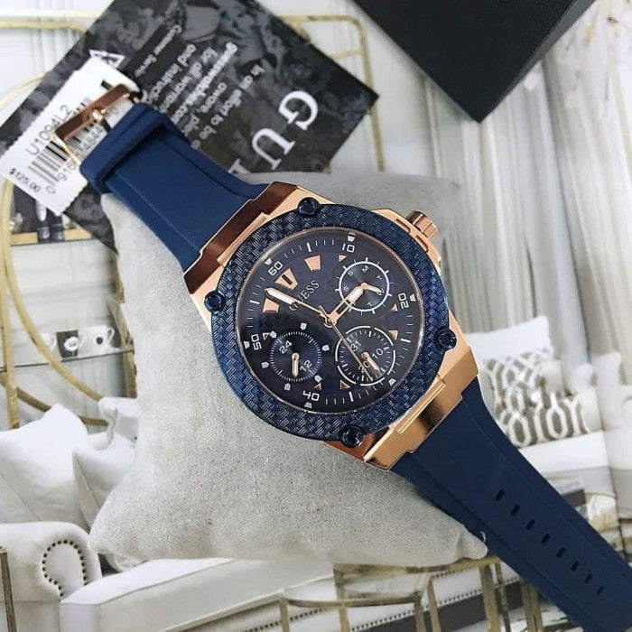Guess Zena Blue Dial Blue Silicone Strap Watch For Women - W1094L2