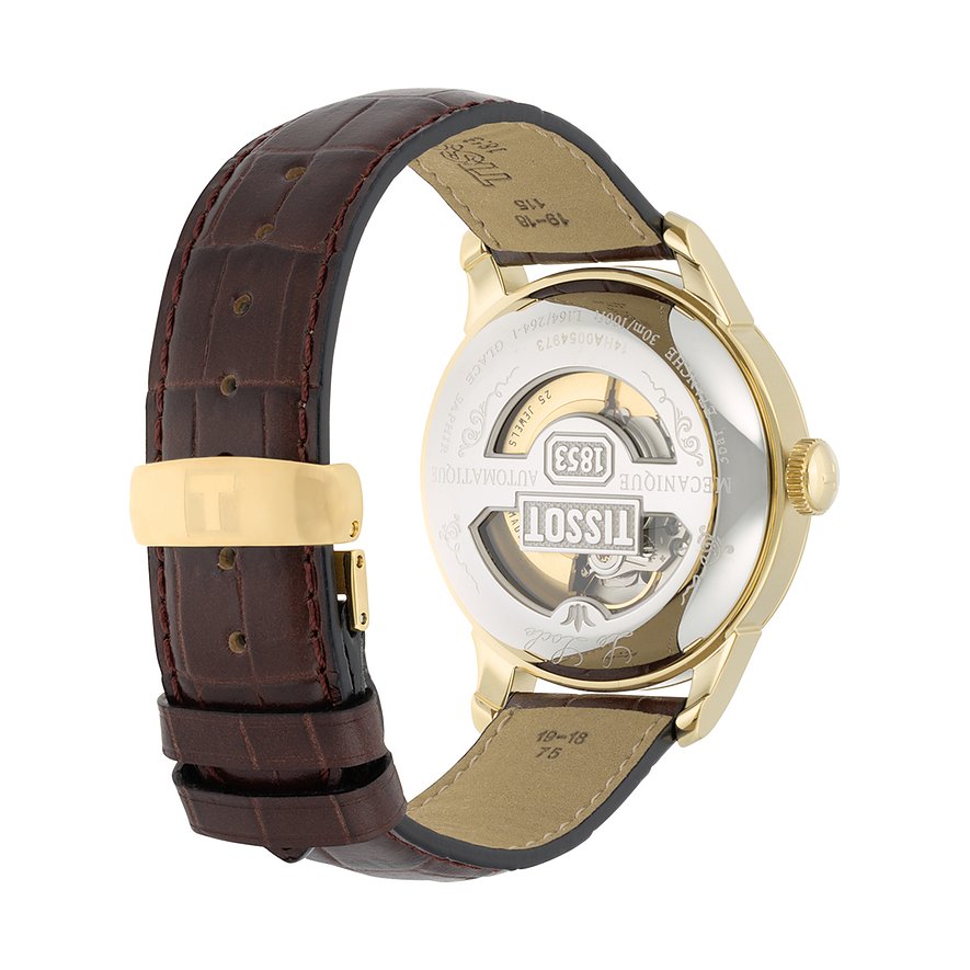 Tissot Le Locle Automatic Gold Dial Brown Leather Strap Watch For Men - T41.5.413.73
