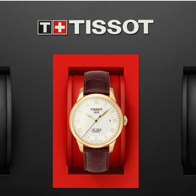 Tissot Le Locle Automatic Gold Dial Brown Leather Strap Watch For Men - T41.5.413.73