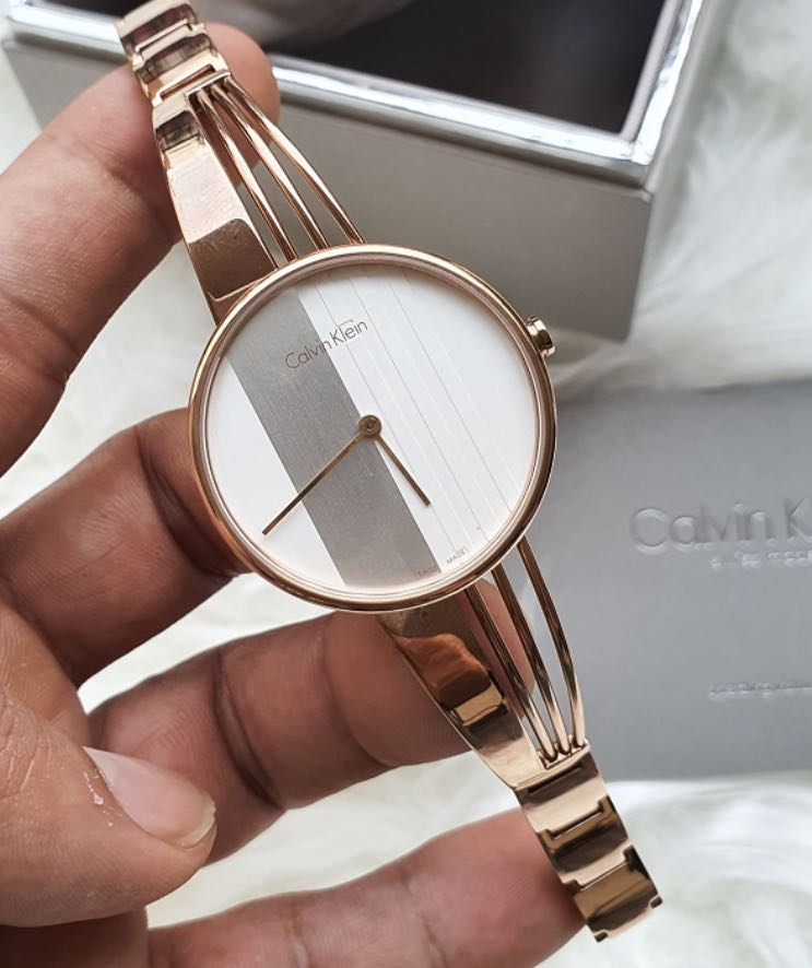 Calvin Klein Drift White Dial Rose Gold Steel Strap Watch for Women - K6S2N616