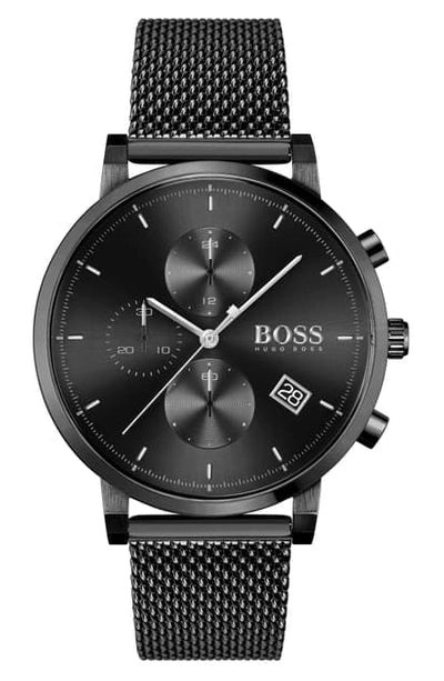 Hugo Boss Integrity Chronograph Black Dial Black Mesh Bracelet Watch for Men - 1513813