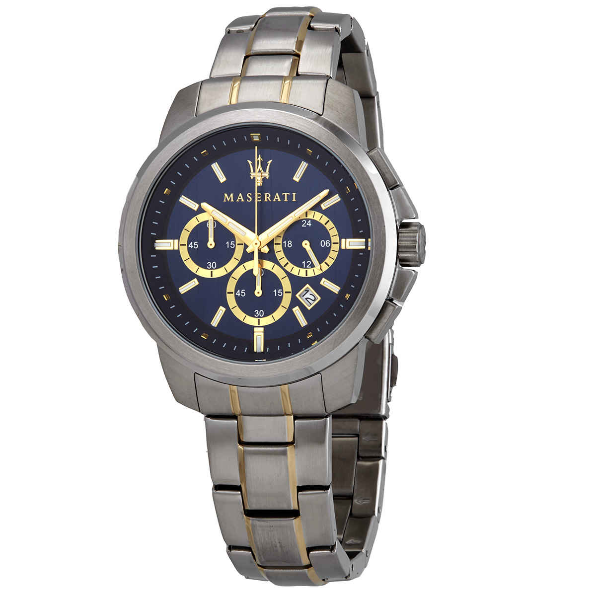 Maserati Successo Chronograph Quartz Blue Dial Silver Steel Strap Watch For Men - R8873621016