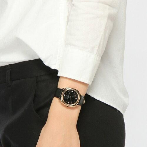 Marc Jacobs Mandy Black Dial Black Leather Strap Watch for Women - MJ1565
