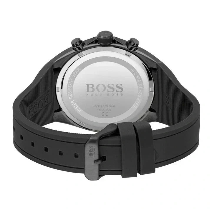 Hugo Boss Distinct Chronograph Black Dial Black Silicone Strap Watch for Men - 1513859