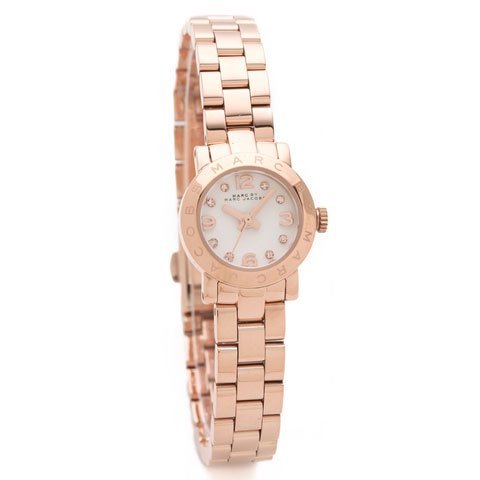 Marc Jacobs Amy White Dial Rose Gold Steel Strap Watch for Women - MBM8613