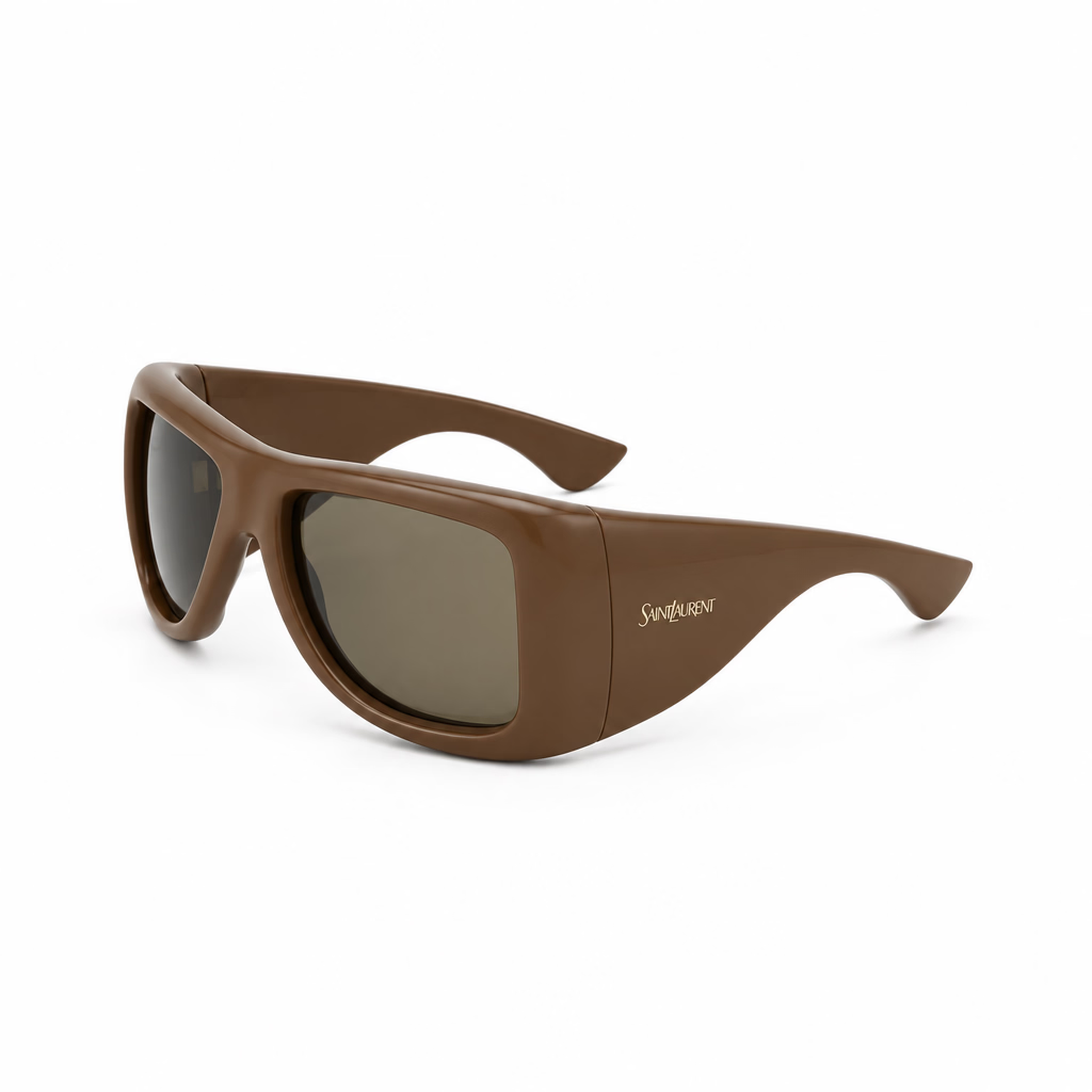 Saint Laurent Women SL 902 Howl Oversized Pillowed Brown Sunglasses