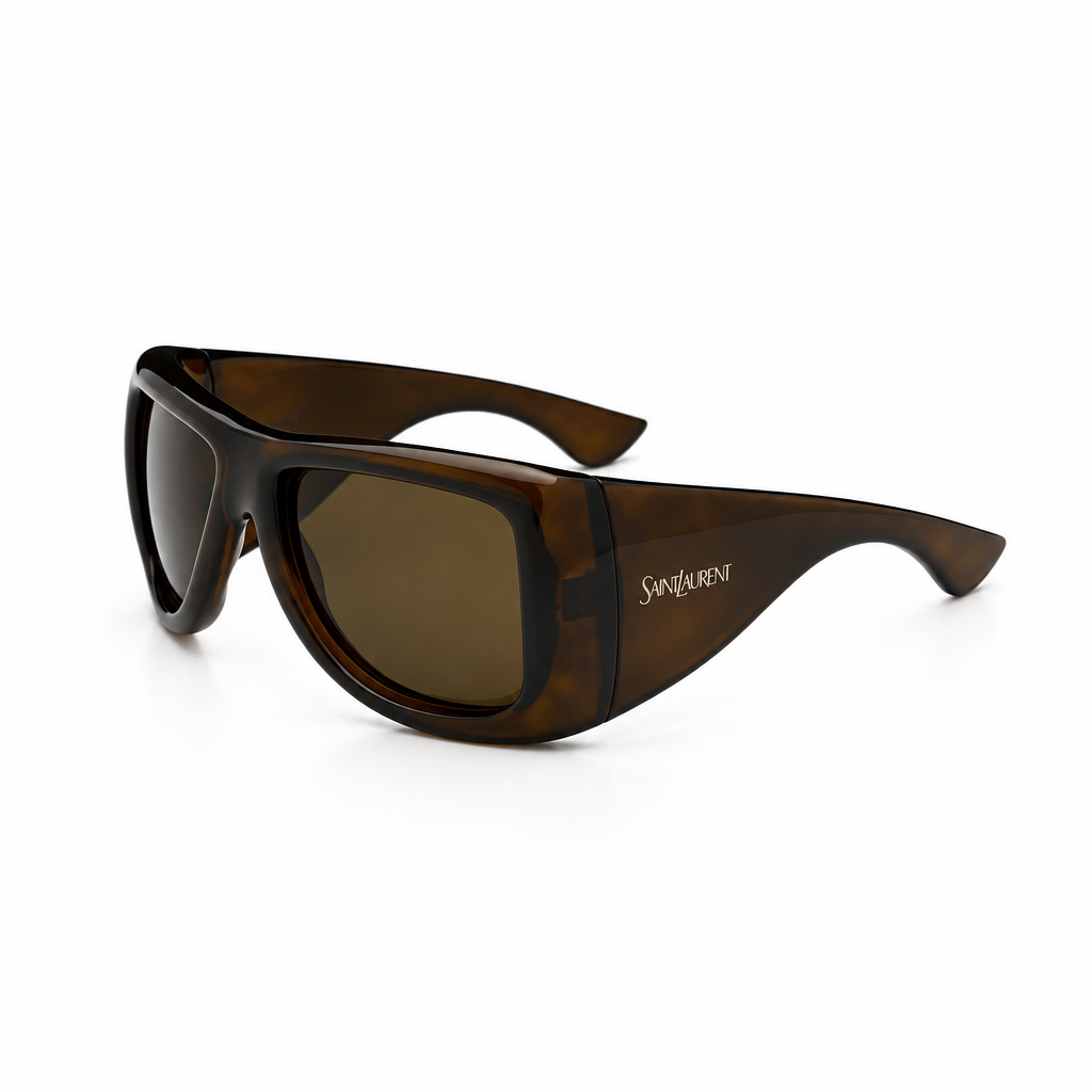Saint Laurent Women SL 902 Howl Oversized Pillowed Transparent Khaki Sunglasses