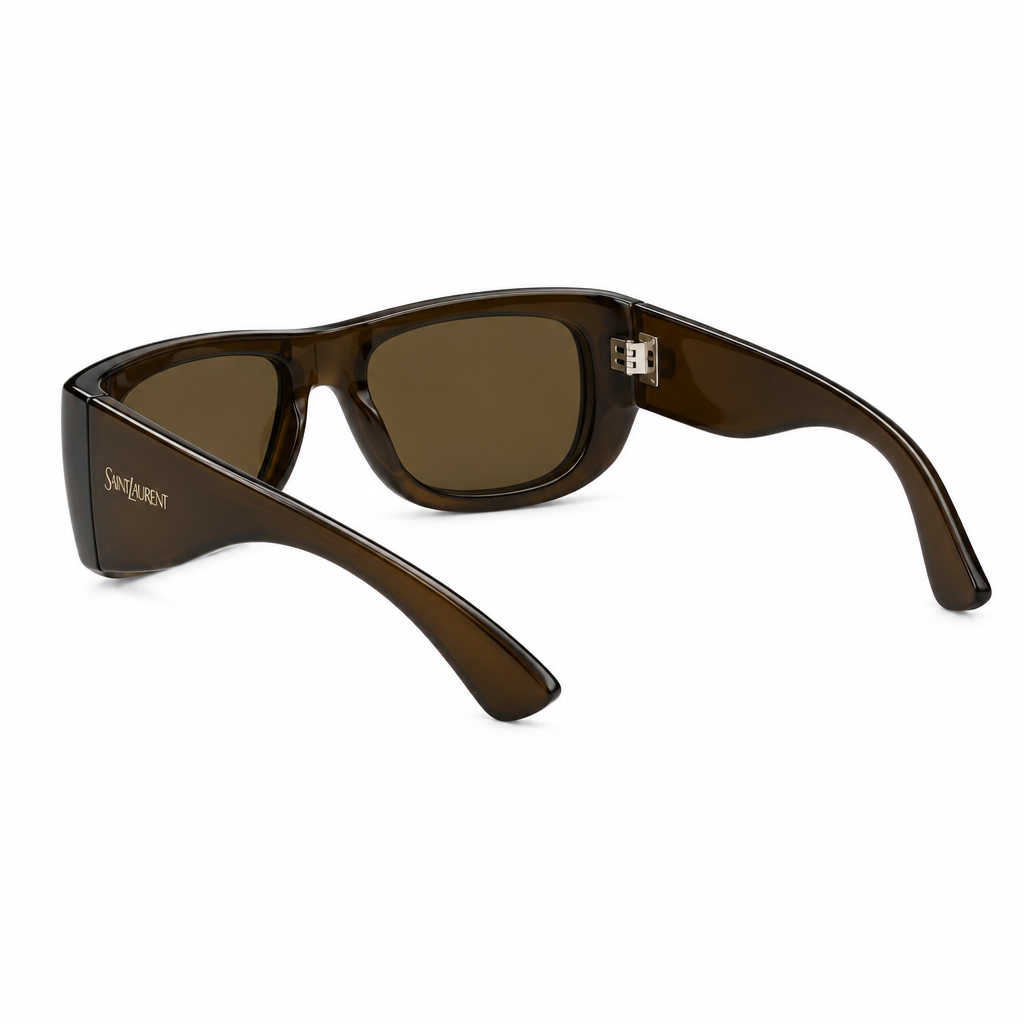 Saint Laurent Women SL 902 Howl Oversized Pillowed Transparent Khaki Sunglasses