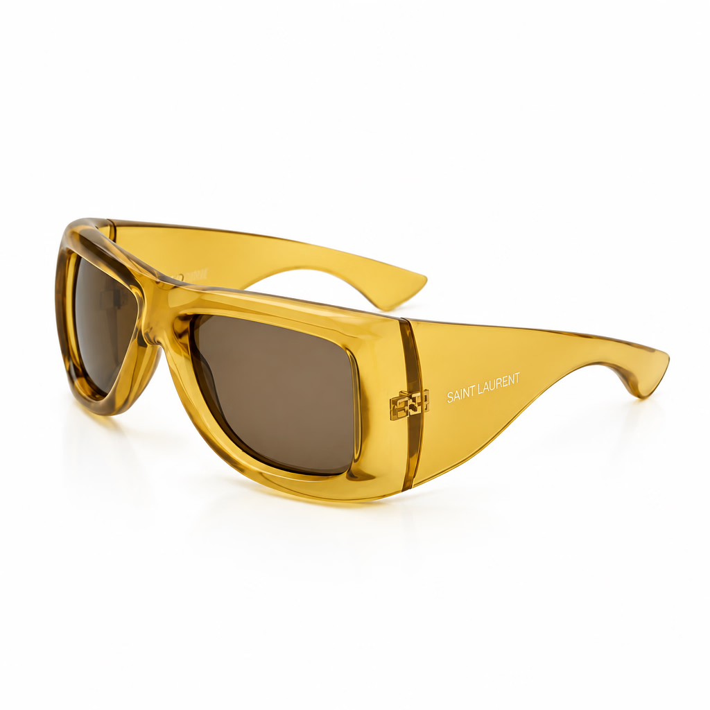 Saint Laurent Women SL 902 Howl Oversized Pillowed Transparent Yellow Sunglasses