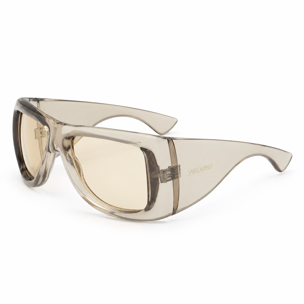Saint Laurent Women SL 902 Howl Oversized Pillowed Transparent Beige Sunglasses