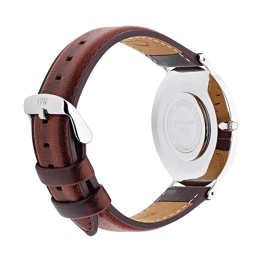Daniel Wellington Classic St Mawes White Dial Brown Leather Strap Watch For Men - DW00100021
