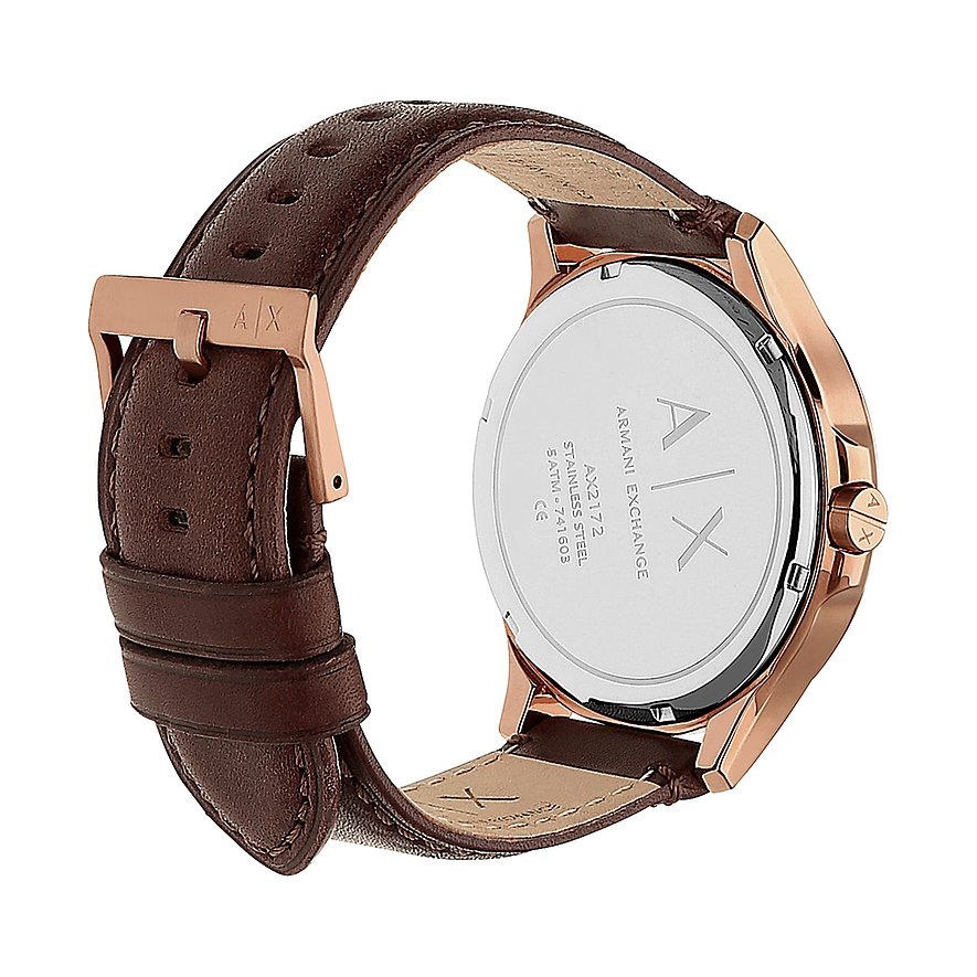 Armani Exchange Hampton Chronograph Blue Dial Brown Leather Strap Watch For Men - AX2172